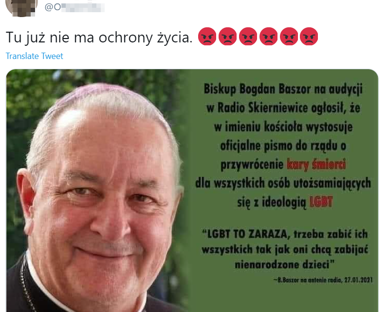 Biskup Baszor nie domaga się kary śmierci dla LGBT